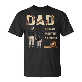 Baseball Dad The Man The Myth Legend Custom T-Shirt - Thegiftio UK