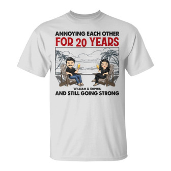 Beach Couple Annoying Each Other Custom T-Shirt - Thegiftio UK