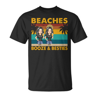 Beaches Booze & Besties Vintage Custom T-Shirt - Thegiftio UK