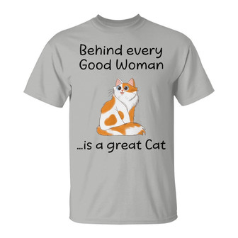 Behind Good Woman Are Cats Sitting Cartoon Cat Custom - Thegiftio UK