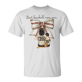 Best Baseball Mom Ever Coquette Bow Custom T Shirt - Gift - Thegiftio UK