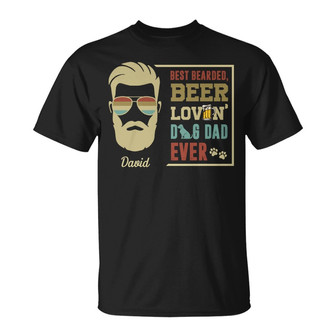 Best Bearded Beer Lovin Dog Dad Custom T-Shirt - For Dad - Thegiftio UK