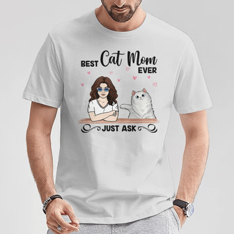 Best Cat Mom And Fluffy Cat Custom T-Shirt - Gift for Mom - Thegiftio UK