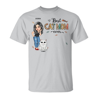 Best Cat Mom Ever Cartoon Woman Custom T-Shirt - Thegiftio UK