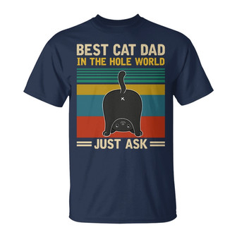 Best Dad Mom In The Hole World Cat Butt Retro Custom T-Shirt - Thegiftio UK