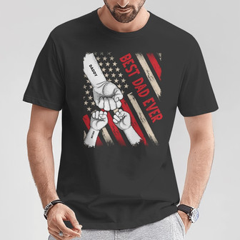 Best Dad Papa Ever Stars And Stripes Custom T-Shirt - Thegiftio UK