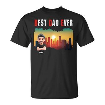 Best Dad Papa Grandpa Ever Retro Sunset Custom T-Shirt - Thegiftio UK