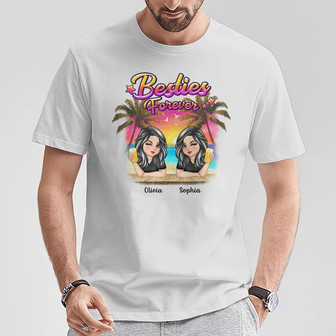 Besties Forever Summer Beach Vibe Custom T-Shirt - Thegiftio UK