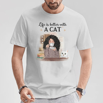 Better With Cat Personalized T-Shirt - Gift for Cat Lovers - Thegiftio UK