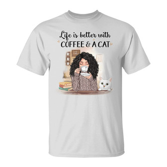 Better With Coffee Cats Custom T-Shirt - Gift for Cat Lovers - Thegiftio UK