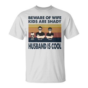 Beware Of Wife Husband Is Cool Custom T-Shirt - Couple Gift - Thegiftio UK