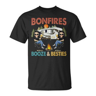 Bonfires Booze And Besties Retro Custom T-Shirt - Thegiftio UK