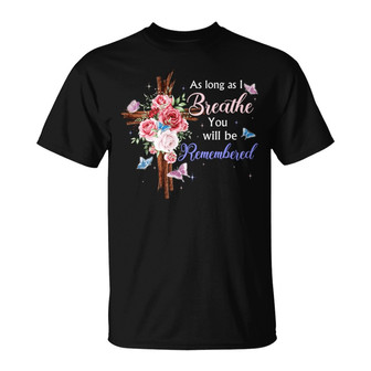 Butterflies Floral Cross Family Memorial Custom T-Shirt - Thegiftio UK