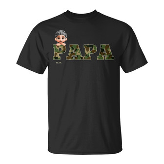 Camo Papa Title Personalized T-Shirt - Gift for Dad - Thegiftio UK