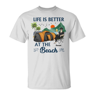 Camping Beach Resting Beach Face Custom T-Shirt - Gift - Thegiftio UK