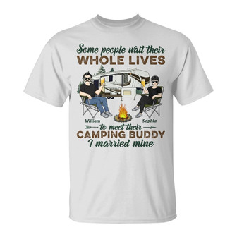 Camping Buddy I Married Mine Custom T-Shirt - Couples Gift - Thegiftio UK