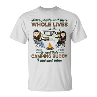 Camping Buddy I Married Mine Custom T-Shirt - Couples Gift - Thegiftio UK