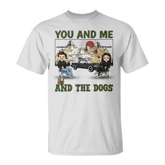 Camping Couple And The Dogs Custom T-Shirt - Dog Lovers Gift - Thegiftio UK