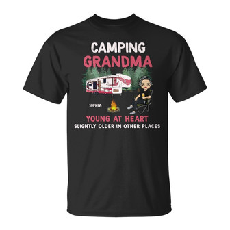 Camping Grandma Young At Heart Custom T-Shirt - Thegiftio UK