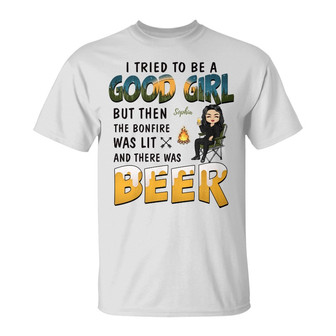 Camping I Tried To Be A Good Girl Custom T-Shirt - Gift - Thegiftio UK