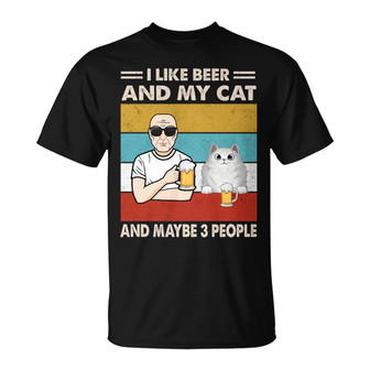 Cat Dad Retro Beer Fluffy Cats Custom T-Shirt - Gift for Dad - Thegiftio UK