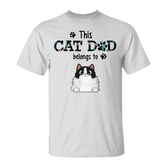 Cat Mom Belongs To Peeking Fluffy Cat Custom T-Shirt - Gift - Thegiftio UK