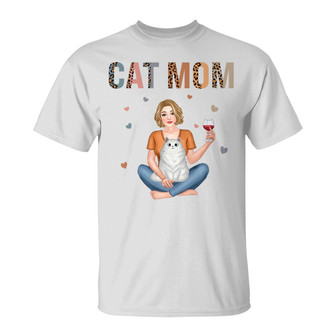 Cat Mom Colorful Leopard Pretty Girl Custom T-Shirt - Thegiftio UK