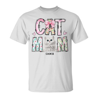 Cat Mom Floral Personalized T-Shirt - Gift for Cat Lovers - Thegiftio UK