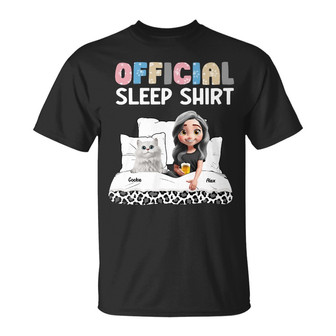 Cat Mom Official Sleep Shirt Personalized T-Shirt - Thegiftio UK