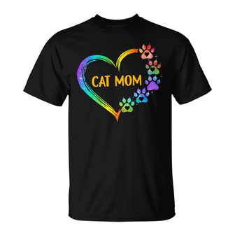 Cat Mom Paw Hearts Personalized T-Shirt - Gift for Cat Moms - Thegiftio UK
