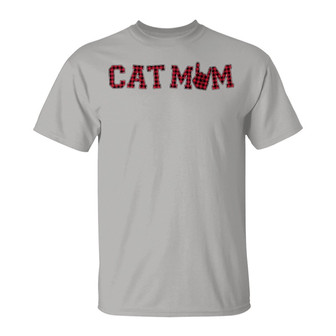 Cat Mom Red Plaid Sitting Cat Custom T-Shirt - Gift for Mom - Thegiftio UK
