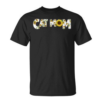 Cat Mom Sunflower Slogan Personalized T-Shirt - Gift for Mom - Thegiftio UK