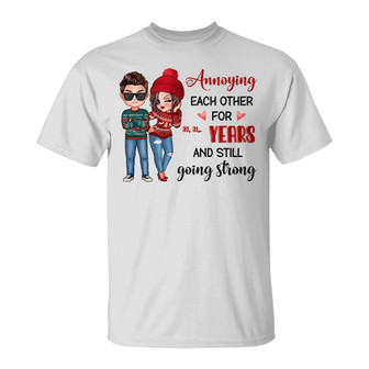 Chibi Couple Annoying Each Other Custom T-Shirt - Thegiftio UK