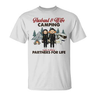 Chibi Couple Camping Custom T-Shirt - Gift for Couples - Thegiftio UK