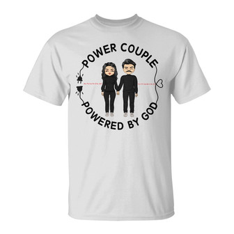 Chibi Couple Powered By God Custom T-Shirt - Couples Gift - Thegiftio UK