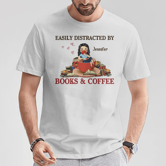 Chibi Girl Easily Distracted By Books Custom T-Shirt - Thegiftio UK