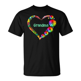 Colorful Daisy Heart Grandma Custom T-Shirt - Gift for Mom - Thegiftio UK