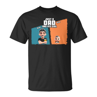 Comic Style Just A Dad And His Girl Custom T-Shirt - Thegiftio UK