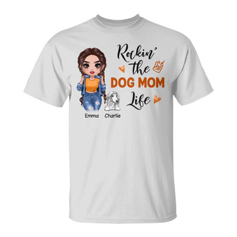 Cool Doll Girl Rockin' Dog Mom Life Custom T-Shirt - Gift - Thegiftio UK