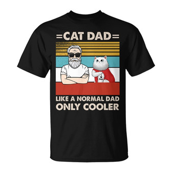 Cooler Cat Dad Tattoo Fluffy Cat Custom T-Shirt - For Dad - Thegiftio UK