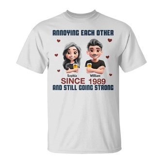 Cross Arms Couple Annoying Each Other Custom T-Shirt - Gift - Thegiftio UK