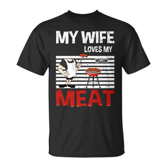 Custom Photo BBQ My Wife Loves My Meat Personalized T-Shirt - Thegiftio UK