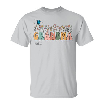 Custom Photo Grandma Mom Flower Title Personalized T Shirt - Thegiftio UK