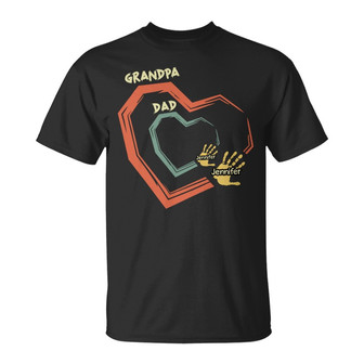 Dad Grandpa Sweethearts Handprints Custom T-Shirt - For Dad - Thegiftio UK