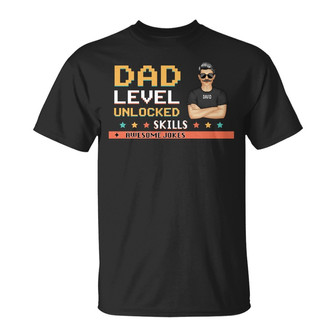Dad Level Unlocked Personalized T-Shirt - Gift for Dad - Thegiftio UK
