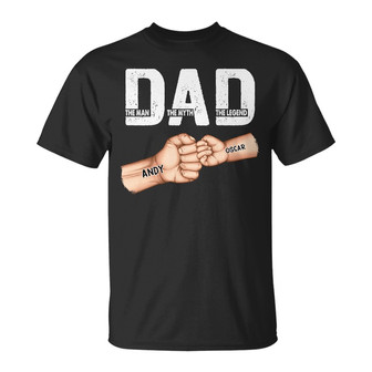 Dad The Man The Myth The Legend Fist Bump Custom T-Shirt - Thegiftio UK