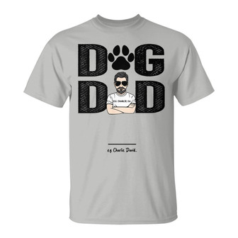 Dog Dad Man & Peeking Dog Custom T-Shirt - Gift for Dad - Thegiftio UK