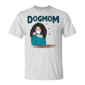 Dog Mom Blue Patterned Custom T-Shirt - Gift for Dog Moms - Thegiftio UK