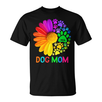Dog Mom Half Colorful Daisy Flower Custom T-Shirt - Gift - Thegiftio UK