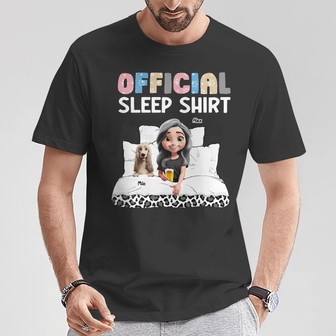 Dog Mom Official Sleep Shirt Custom T-Shirt - Dog Mom Gift - Thegiftio UK